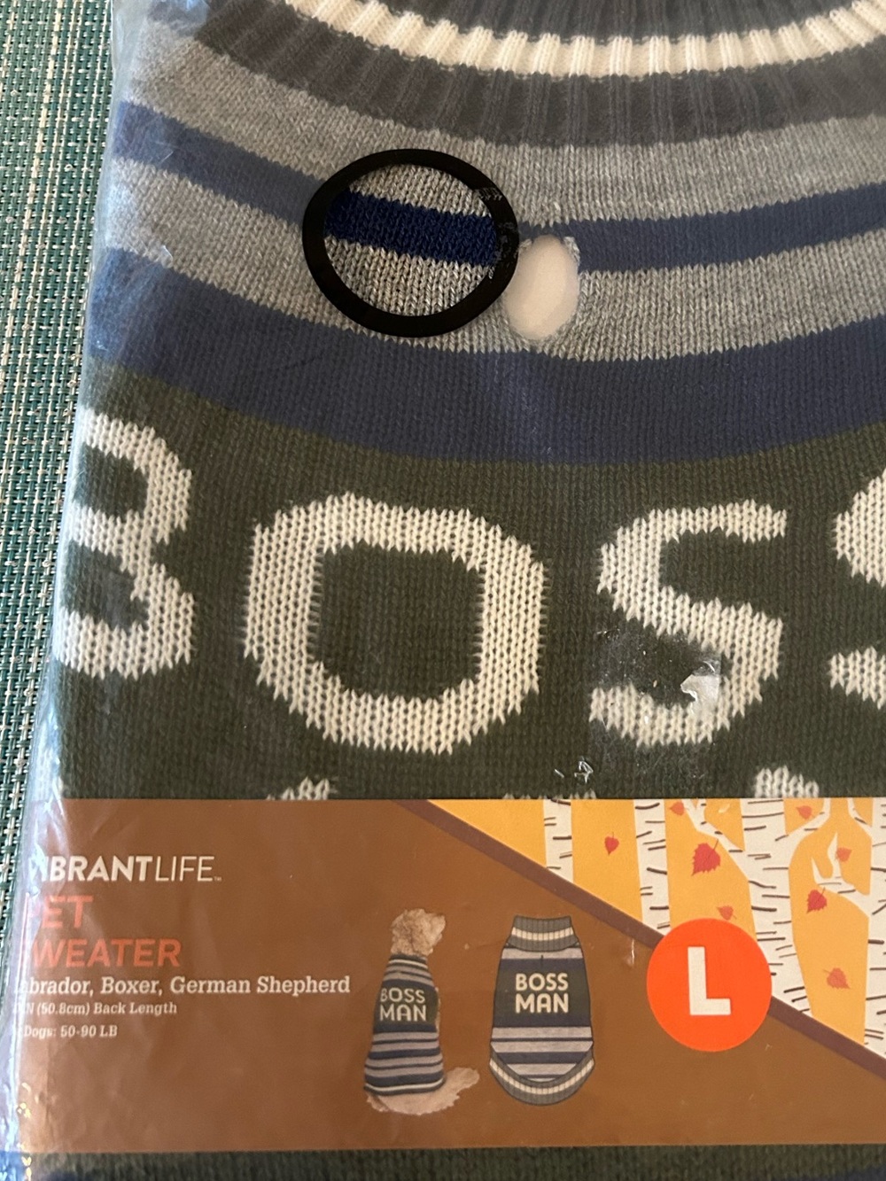 BOSS Striped Crewneck Sweater in Olive, Gray & Blue